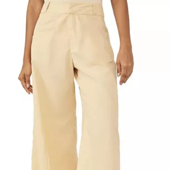 Free People Menorca Cropped Wide Leg Pants  Gosling Khaki Size 4 - Picture 2 of 13